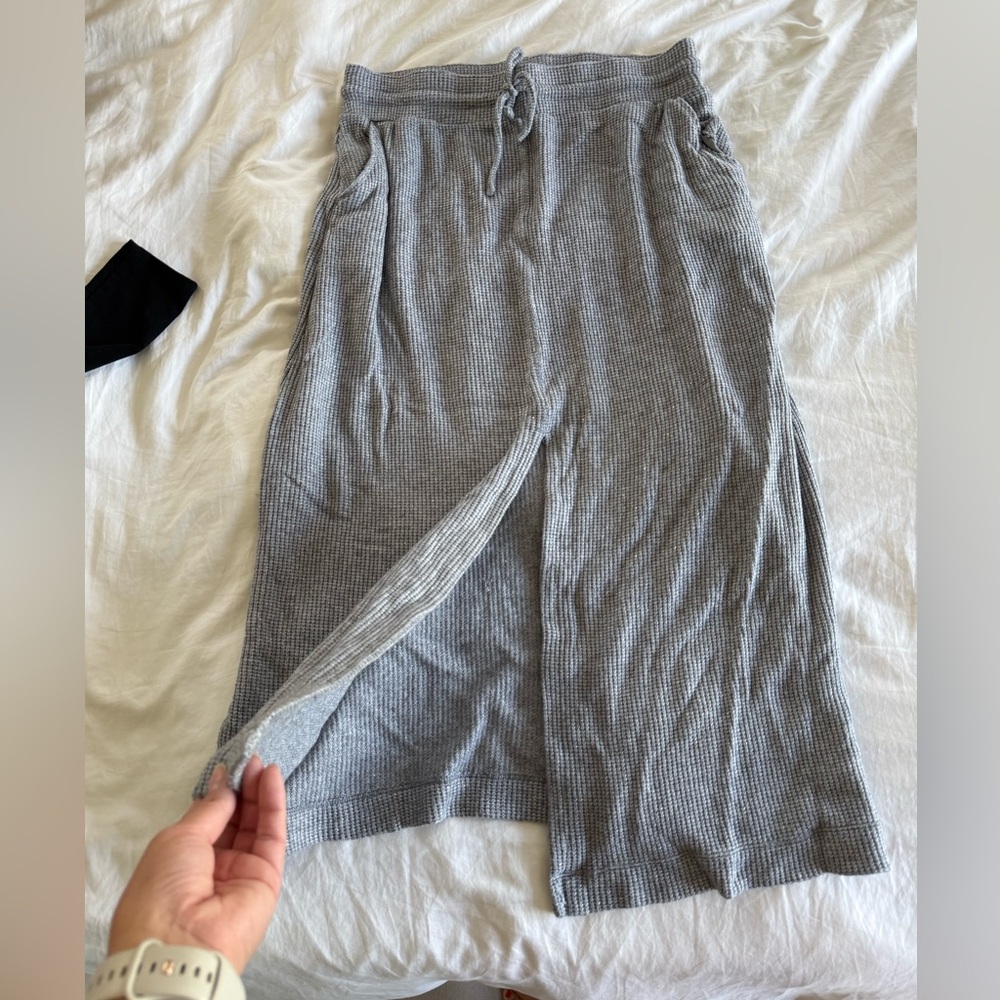 Express High Waisted Glitter Waffle Drawstring Maxi Skirt